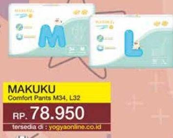 Promo Harga Makuku Air Diapers Pants L32, M34 32 pcs - Yogya