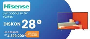 Promo Harga Hisense 50A65N 50 inch LED UHD/4K Google TV  - Electronic City