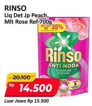 Promo Harga Rinso Liquid Detergent + Molto Japanese Peach, + Molto Pink Rose Fresh 750 ml - Alfamart