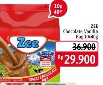 Promo Harga ZEE Susu Bubuk Vanilla Twist, Swizz Chocolate per 10 sachet 40 gr - Alfamidi