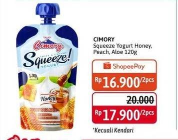 Promo Harga CIMORY Squeeze Yogurt Honey, Peach, Aloe Vera 120 gr - Alfamidi