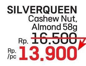 Promo Harga Silver Queen Chocolate Cashew, Almonds 58 gr - LotteMart