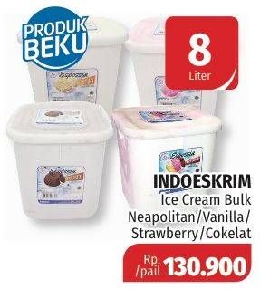 Promo Harga INDOESKRIM Bulk Ice Cream Neapolitan, Vanilla, Strawberry, Chocolate 8000 ml - Lotte Grosir