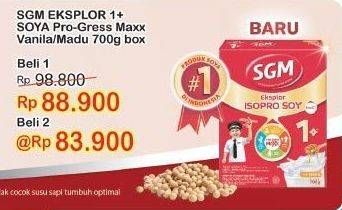 Promo Harga SGM Eksplor Soya 1-5 Susu Pertumbuhan Madu, Vanila 700 gr - Indomaret