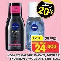Promo Harga NIVEA Eye Make-Up Remover/Micellair Hydration & Water Expert 125 ml  - Superindo