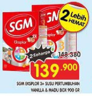 Promo Harga SGM Eksplor 3+ Susu Pertumbuhan Vanila, Madu 900 gr - Superindo