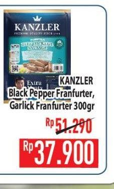 Promo Harga KANZLER Frankfurter Black Pepper, Garlic 300 gr - Hypermart