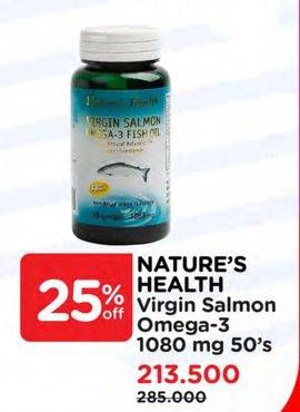 Promo Harga Natures Health Virgin Salmon Omega-3 Fish Oil 50 pcs - Watsons