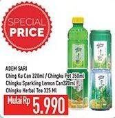 Promo Harga ADEM SARI Ching Ku 320ml/ Pet 350ml/ Sparkling Lemon 320ml/ Herbal Tea 325ml  - Hypermart