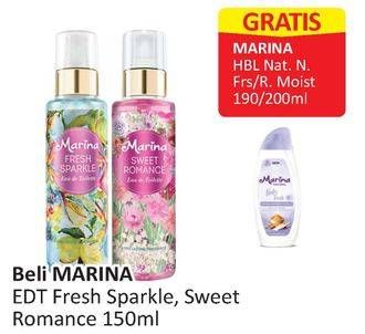 Promo Harga MARINA Eau De Toillete Fresh Sparkle, Sweet Romance 150 ml - Alfamart