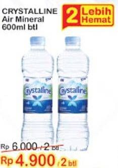 Promo Harga CRYSTALLINE Air Mineral per 2 botol 600 ml - Indomaret