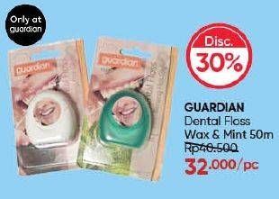 Promo Harga Guardian Dental Floss Mint, Wax 50 ml - Guardian