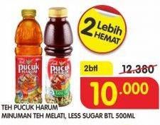 Promo Harga TEH PUCUK HARUM Minuman Teh Jasmine, Less Sugar per 2 botol 500 ml - Superindo