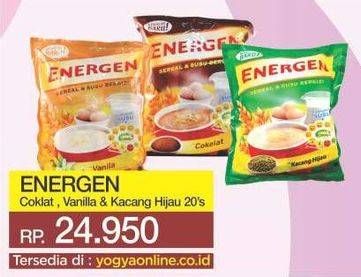 Promo Harga ENERGEN Cereal Instant Chocolate, Vanilla, Kacang Hijau 20 pcs - Yogya