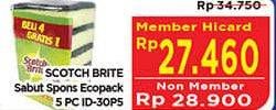 Promo Harga 3m Scotch Brite Sabut Spon ID-30P5 5 pcs - Hypermart