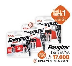 Promo Harga ENERGIZER Battery Alkaline AA, AAA 2 pcs - LotteMart
