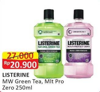 Promo Harga LISTERINE Mouthwash Antiseptic Natural Green Tea, Multi Protect Zero 250 ml - Alfamart