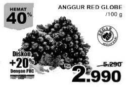 Promo Harga Anggur Red Globe per 100 gr - Giant