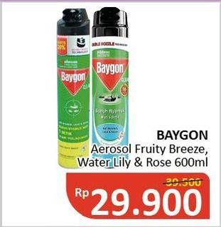 Promo Harga BAYGON Insektisida Spray Fruity Breeze, Water Lily Rose 600 ml - Alfamidi