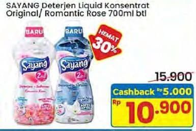 Promo Harga Sayang Liquid Detergent Original Fresh, Rose 700 ml - Indomaret