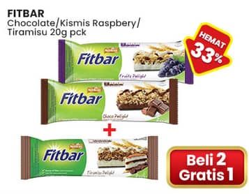 Promo Harga Fitbar Makanan Ringan Sehat Chocolate, Fruits, Tiramisu Delight 22 gr - Indomaret