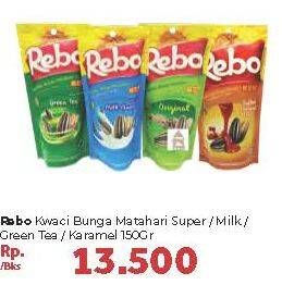 Promo Harga REBO Kuaci Bunga Matahari Super, Milk, Green Tea, Caramel 150 gr - Carrefour