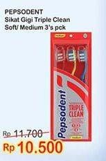 Promo Harga PEPSODENT Sikat Gigi Triple Clean Soft, Medium 3 pcs - Indomaret