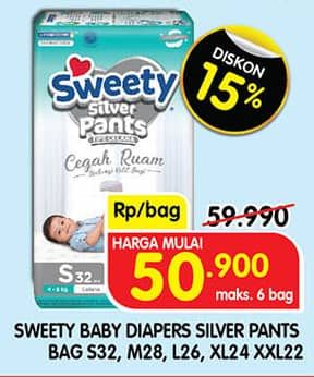 Promo Harga Sweety Silver Pants S32, XL24, XXL22, M28, L26 22 pcs - Superindo