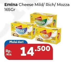 Promo Harga EMINA Cheddar Cheese Mild, Rich, Mozza 165 gr - Carrefour