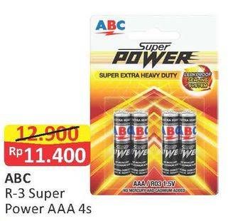 Promo Harga ABC Battery Super Power R-3 AAA 4 pcs - Alfamart