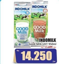 Promo Harga Indomilk Susu UHT Full Cream Plain, Cokelat 950 ml - Hari Hari