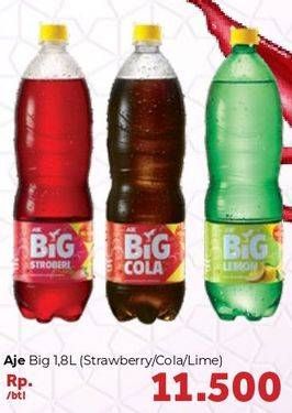 Promo Harga AJE BIG COLA Minuman Soda Strawberry, Cola, Lime 1500 ml - Carrefour