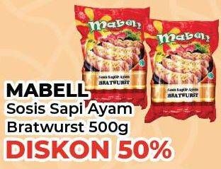 Promo Harga MABELL Bratwurst Sosis Sapi, Sosis Ayam 500 gr - Yogya