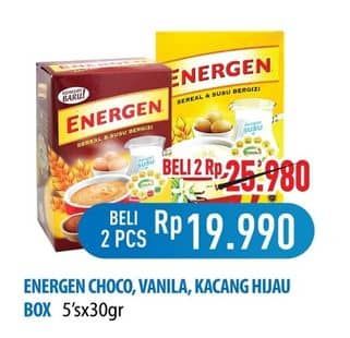 Promo Harga Energen Cereal Instant Chocolate, Vanilla, Kacang Hijau per 5 pcs 30 gr - Hypermart
