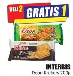 Promo Harga INTERBIS Deon Krekers Chocolate, Selai Kacang 200 gr - Hari Hari