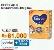 Promo Harga BEBELAC 3 Susu Pertumbuhan Madu, Vanila 400 gr - Indomaret