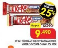 Promo Harga Kit Kat Chunky Raisin Cookies, Chocolate 38 gr - Superindo