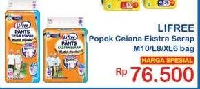 Promo Harga Lifree Popok Celana Ekstra Serap M10, L8, XL6  - Indomaret