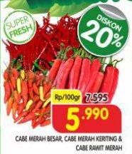 Promo Harga Cabe Merah Besar/Keriting/Rawit  - Superindo