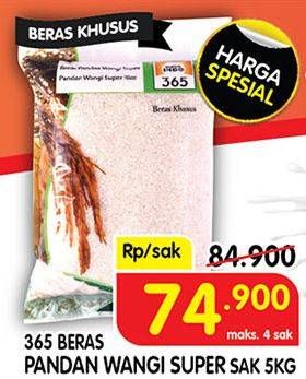 Promo Harga 365 Beras Pandan Wangi Super 5000 gr - Superindo