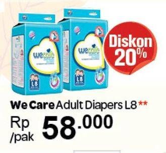 Promo Harga WE CARE Adult Diapers L8  - Carrefour