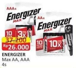 Promo Harga ENERGIZER MAX Battery AA, AAA 4 pcs - Alfamart