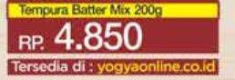 Promo Harga Pondan Tempura Batter Mix 200 gr - Yogya