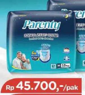Promo Harga Parenty Softness Of Love Adult Diapers Pants M10, L8 8 pcs - TIP TOP