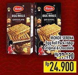 Promo Harga MONDE Serena Egg Roll Original, Chocolate 168 gr - Hypermart