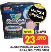 Promo Harga Laurier Relax Night 30cm 24 pcs - Superindo