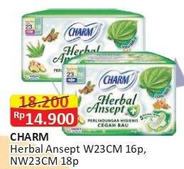 Promo Harga Charm Herbal Ansept+ NonWing 23cm, Wing 23cm 16 pcs - Alfamart