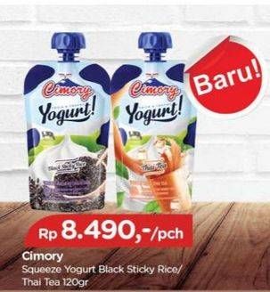 Promo Harga Cimory Squeeze Yogurt Black Sticky Rice, Thai Tea 120 gr - TIP TOP