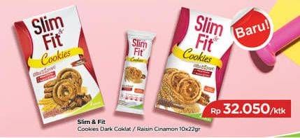 Promo Harga SLIM & FIT Cookies Dark Coklat, Raisin Cinamon per 10 pcs 22 gr - TIP TOP