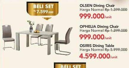 Promo Harga Olsen Dining Chair/Ophelia Dining Chair/Osiris DIning Table  - Carrefour